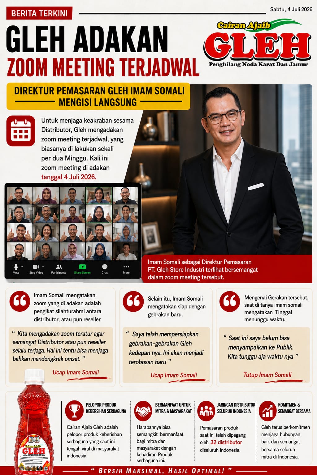 mbminvestigasi.com | Gleh Adakan Zoom Meeting Terjadwal Direktur Pemasaran Gleh Imam Somali Mengisi Langsung