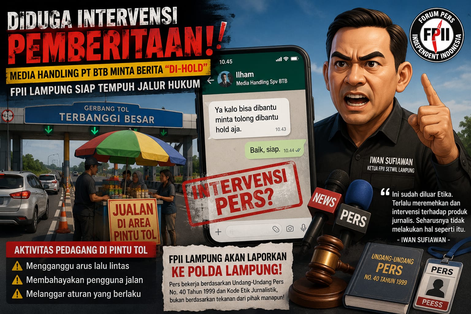 mbminvestigasi.com | Diduga Intervensi Pemberitaan, Media Handling PT BTB Minta Berita "Di-Hold", FPII Lampung Siap Tempuh Jalur Hukum.