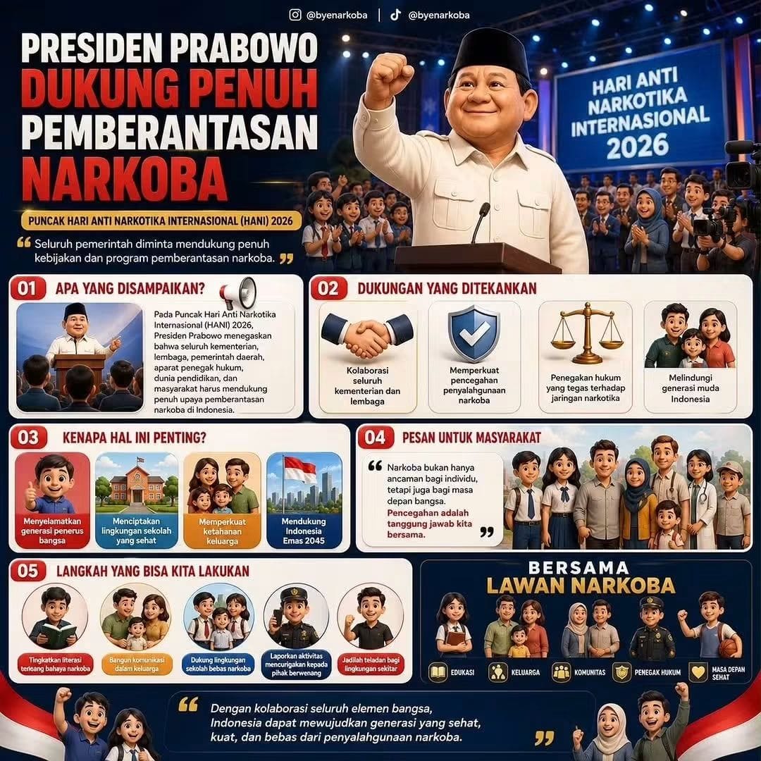 mbminvestigasi.com | PRESIDEN PRABOWO: PEMBERANTASAN NARKOBA TANGGUNG JAWAB BERSAMA MENUJU GENERASI EMAS 2045