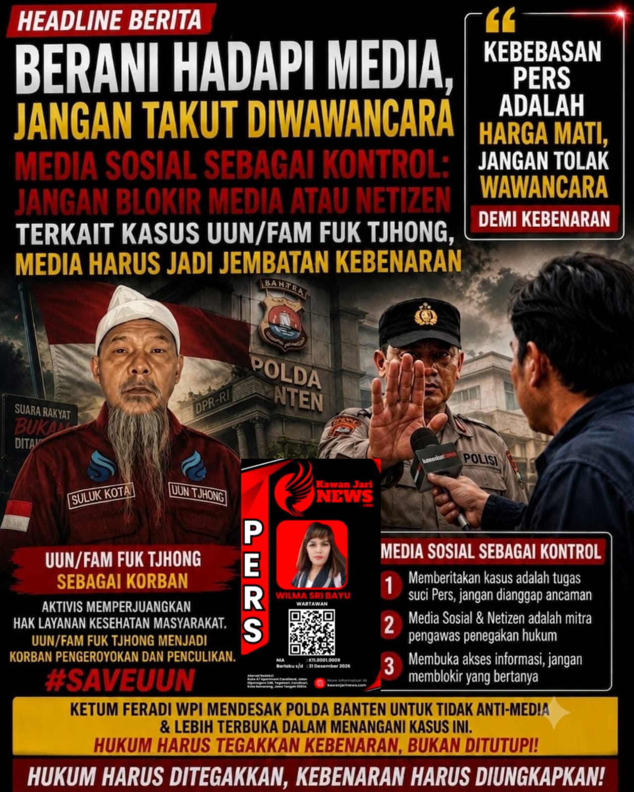 mbminvestigasi.com | Polda Banten Takut Diwawancarai Wartawan Terkait Kasus UUN/FamFukTjhong, Ketum FERADI WPI Prihatin