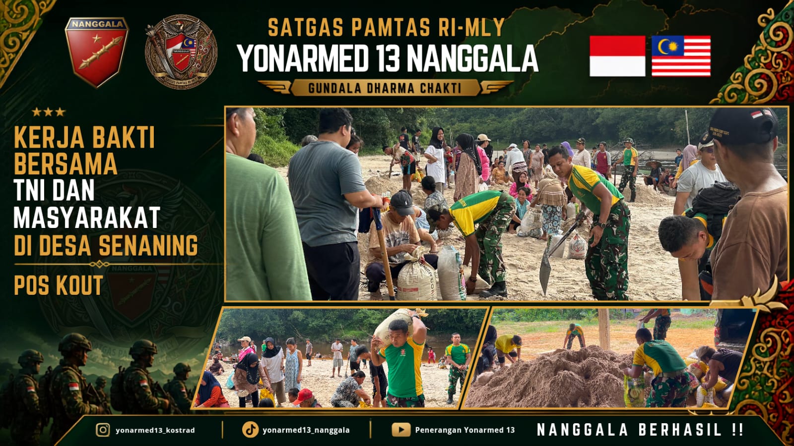 mbminvestigasi.com | Perkokoh Kemanunggalan, Pos Kout Satgas Yonarmed 13/Nanggala Gelar Kerja Bakti Bersama Warga Gotong Pasir Sungai demi Pembangunan Masjid Desa Senaning mbminvestigasi.com | Perkokoh Kemanunggalan, Pos Kout Satgas Yonarmed 13/Nanggala Gelar Kerja Bakti Bersama Warga Gotong Pasir Sungai demi Pembangunan Masjid Desa Senaning