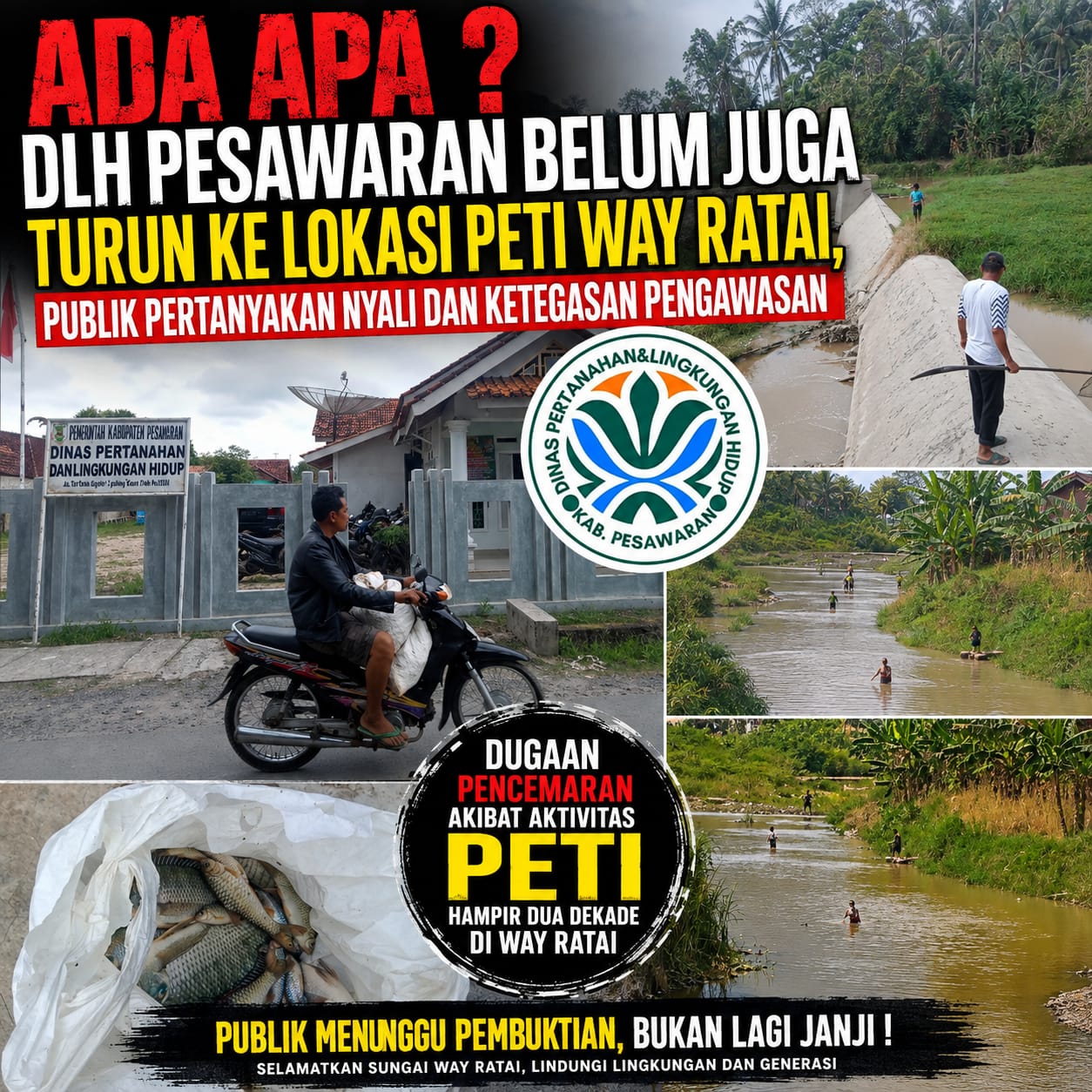 mbminvestigasi.com | DLH Pesawaran Diduga Belum Juga Punya Nyali Turun ke Lokasi PETI Way Ratai, Publik Pertanyakan Ketegasan Pengawasan mbminvestigasi.com | DLH Pesawaran Diduga Belum Juga Punya Nyali Turun ke Lokasi PETI Way Ratai, Publik Pertanyakan Ketegasan Pengawasan