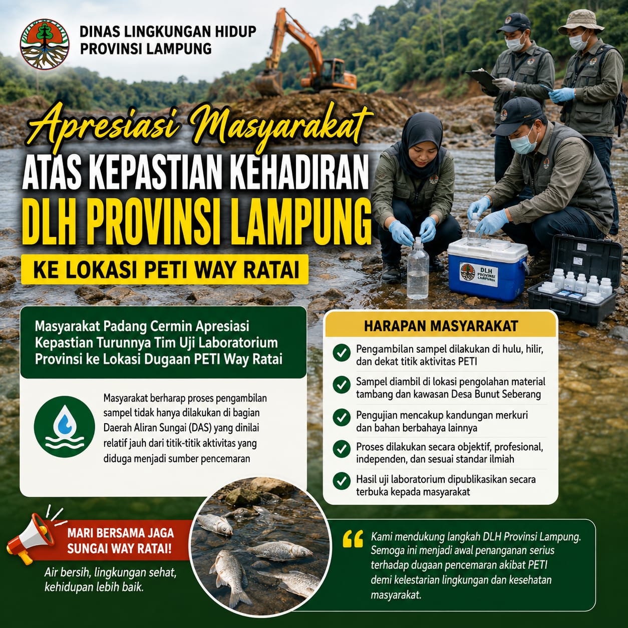 mbminvestigasi.com | Masyarakat Padang Cermin Apresiasi Kepastian Turunnya Tim Uji Laboratorium Provinsi ke Lokasi Dugaan PETI Way Ratai mbminvestigasi.com | Masyarakat Padang Cermin Apresiasi Kepastian Turunnya Tim Uji Laboratorium Provinsi ke Lokasi Dugaan PETI Way Ratai