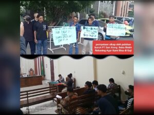 mbminvestigasi.com | Puluhan Buruh PT San Xiong Unjuk Rasa di PN Tanjung Karang, Pasca Hadiri Sidang Praperadilan Tahap Pemanggilan Saksi Ahli Termohon