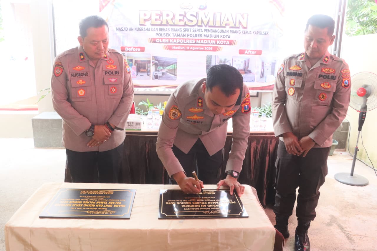 Mbminvestigasi.com | Kapolres Madiun Kota Resmikan Mushola An-Nugraha dan Sejumlah Ruang Pelayanan Polsek Taman