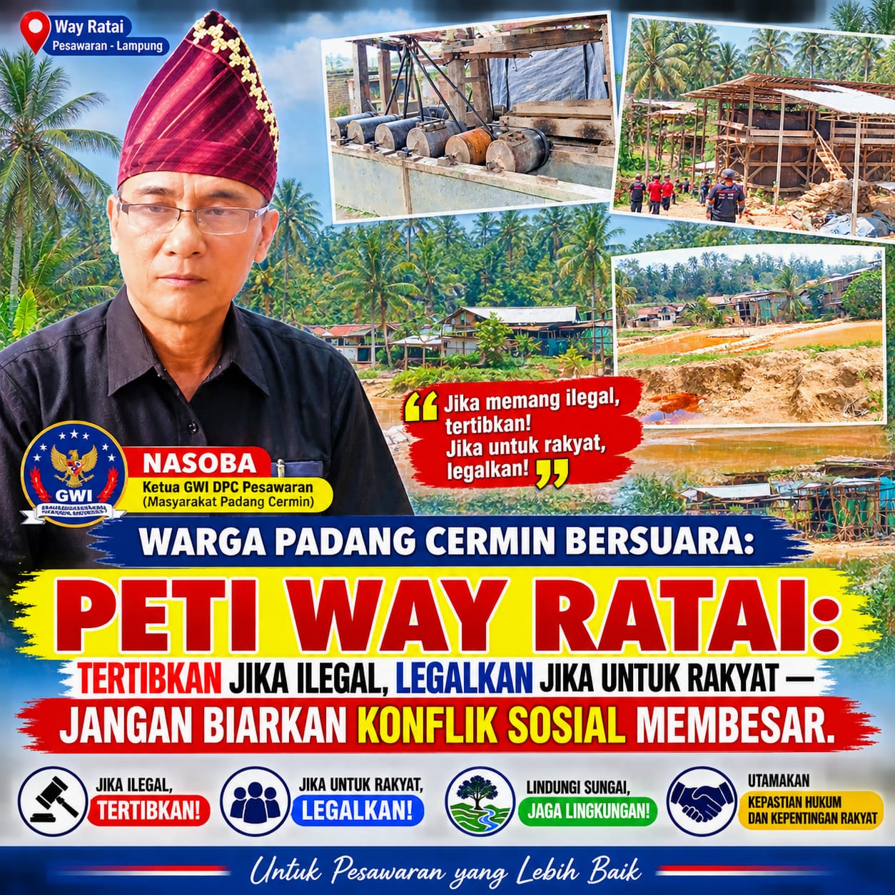 Mbminvestigasi.com | WARGA PADANG CERMIN BERSUARA: “PETI WAY RATAI: TERTIBKAN JIKA ILEGAL, LEGALKAN JIKA UNTUK RAKYAT — JANGAN BIARKAN KONFLIK SOSIAL MEMBESAR.”