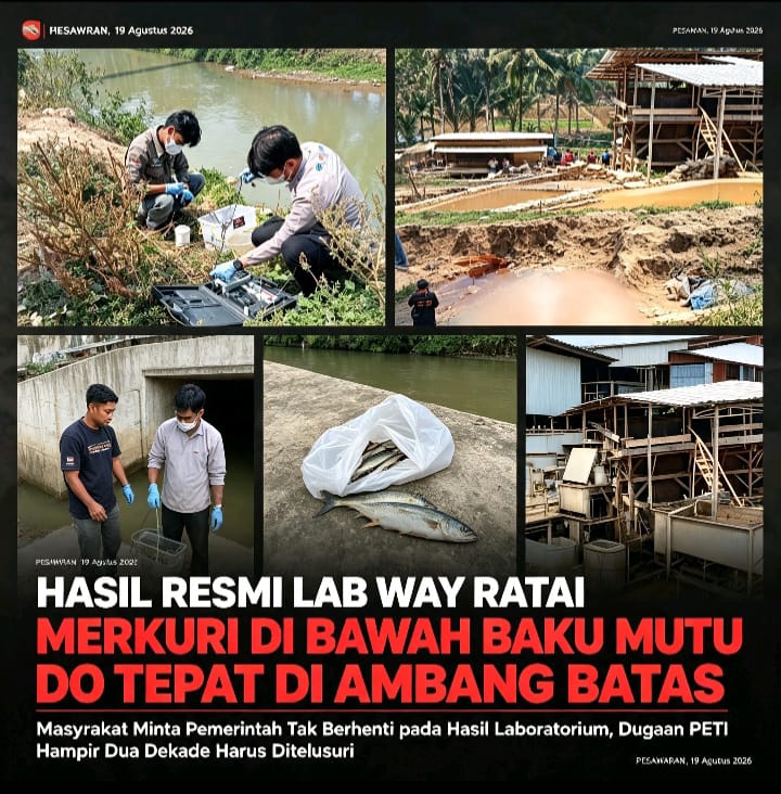 Mbminvestigasi.com | HASIL RESMI LAB WAY RATAI: MERKURI DI BAWAH BAKU MUTU, DO TEPAT DI AMBANG BATAS Mbminvestigasi.com | HASIL RESMI LAB WAY RATAI: MERKURI DI BAWAH BAKU MUTU, DO TEPAT DI AMBANG BATAS