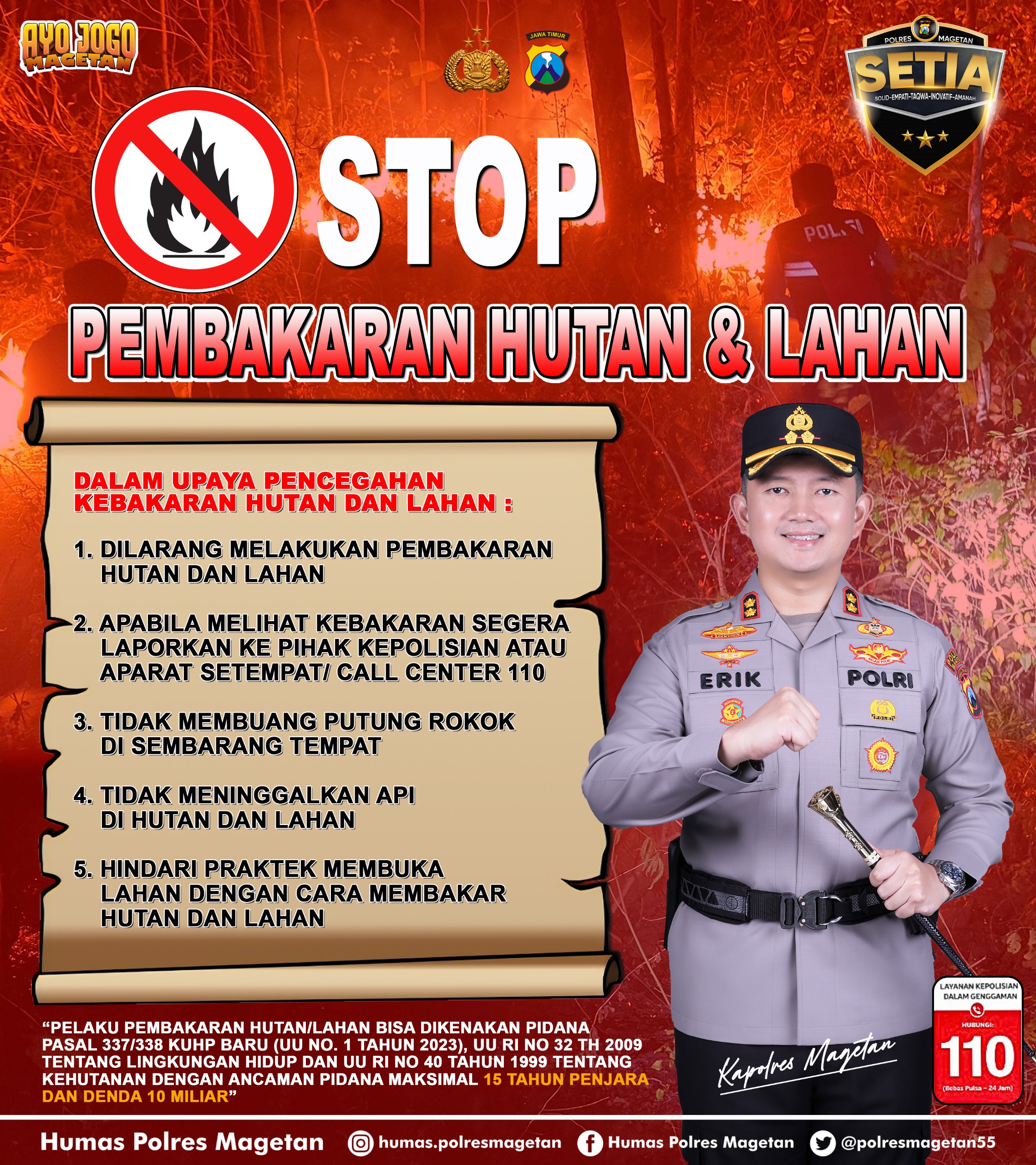 Mbminvestigasi.com | Polres Magetan Tingkatkan Mitigasi Karhutla di Musim Kemarau, Larang Warga Membakar Lahan Mbminvestigasi.com | Polres Magetan Tingkatkan Mitigasi Karhutla di Musim Kemarau, Larang Warga Membakar Lahan