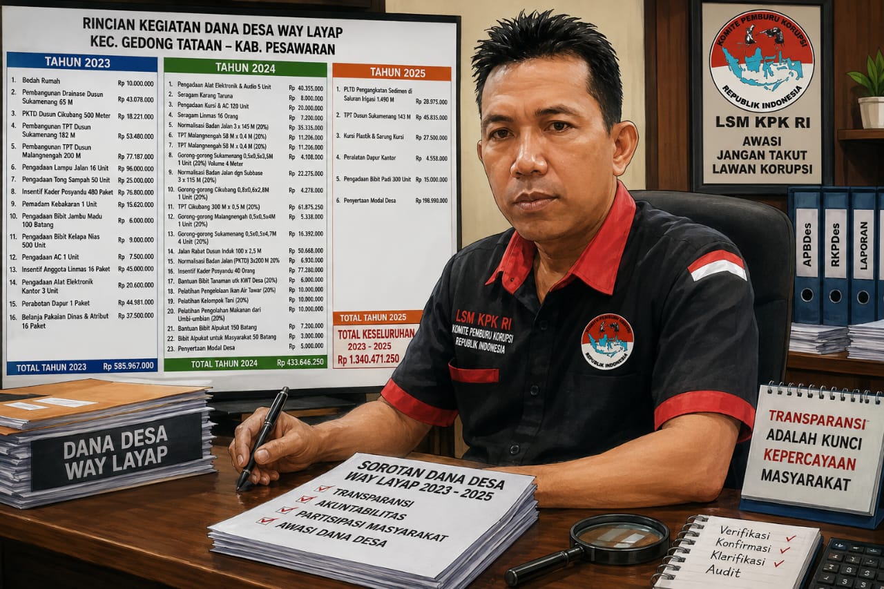 Mbminvestigasi.com | DPD-LSM-KPK-RI Soroti Realisasi Dana Desa Way Layap 2023–2025, Syahruddin Minta Transparansi dan Verifikasi