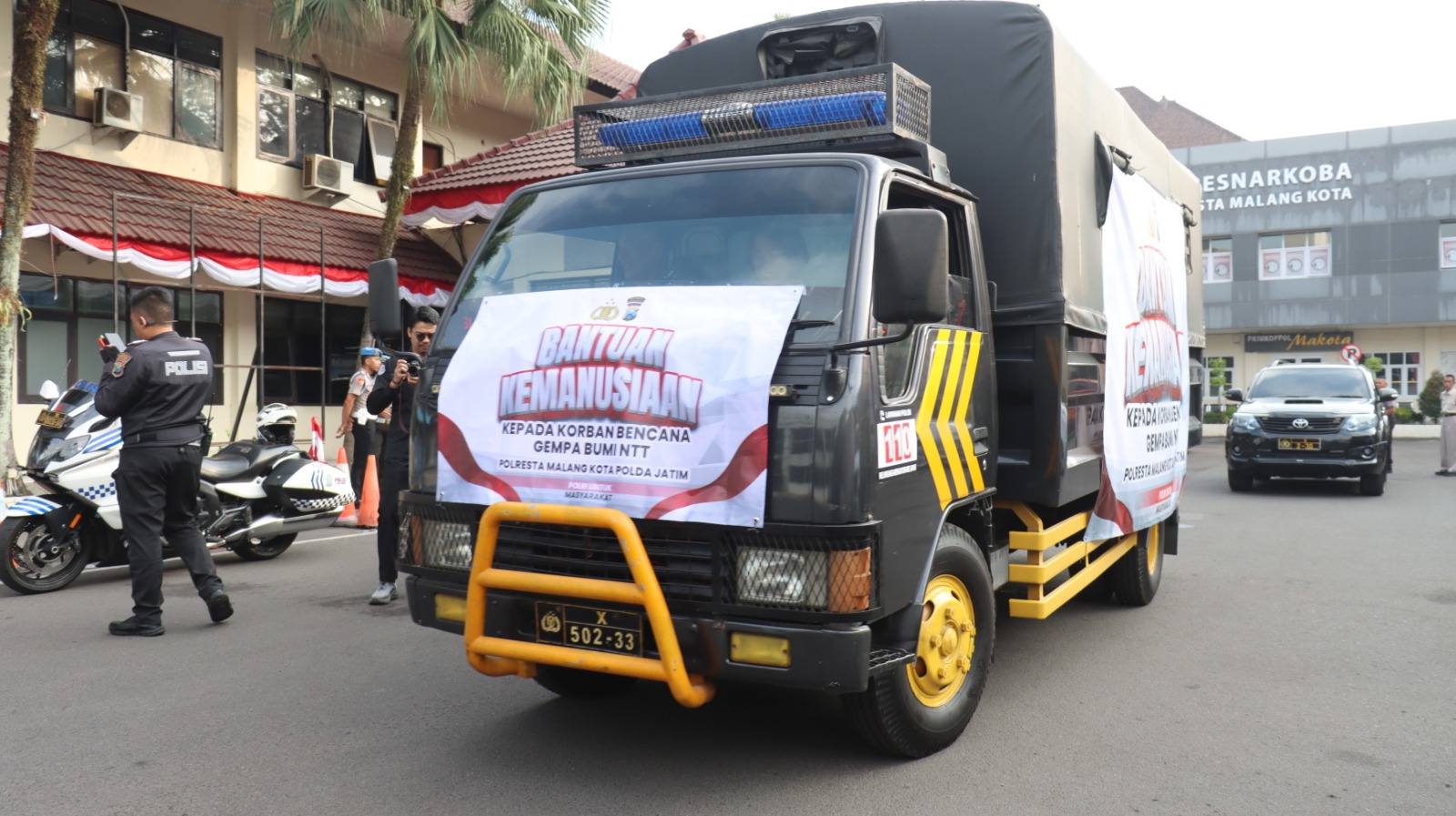 Mbminvestigasi.com | Polresta Malang Kota Kirim Bantuan Logistik Kemanusiaan Gandeng JKJT di Posko Peduli NTT
