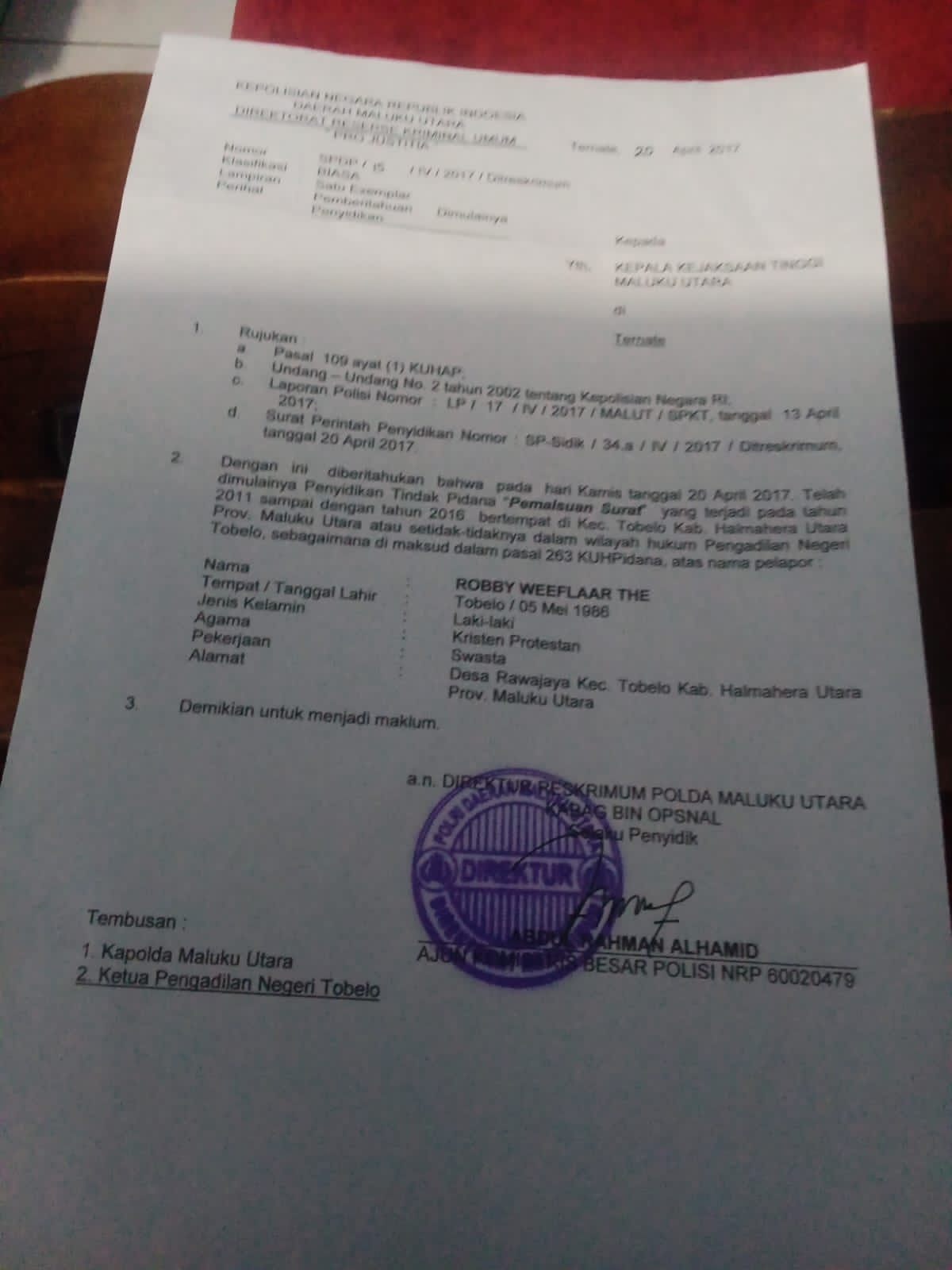 Mbminvestigasi.com | Ketika Penyidik Polda Malut Terseret Di Pusaran Mafia Tanah & Mafia Peradilan Di Tobelo Mbminvestigasi.com | Ketika Penyidik Polda Malut Terseret Di Pusaran Mafia Tanah & Mafia Peradilan Di Tobelo
