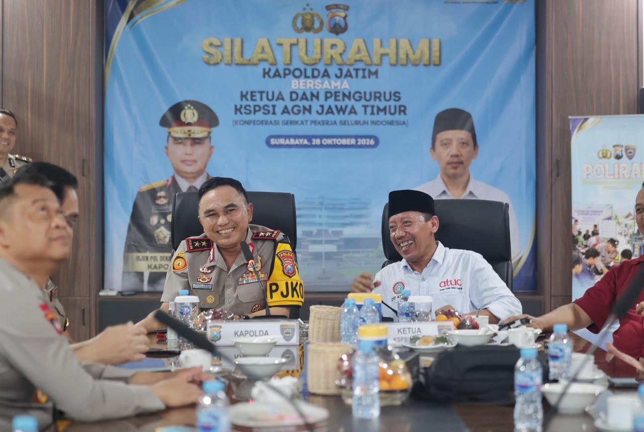 Mbminvestigasi.com | Perkuat Sinergi, Kapolda Jatim Gelar Silaturahmi dengan DPD KSPSI AGN Jawa Timur